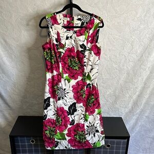 dressbarn Floral Mini Dress - Pink, White, and Black